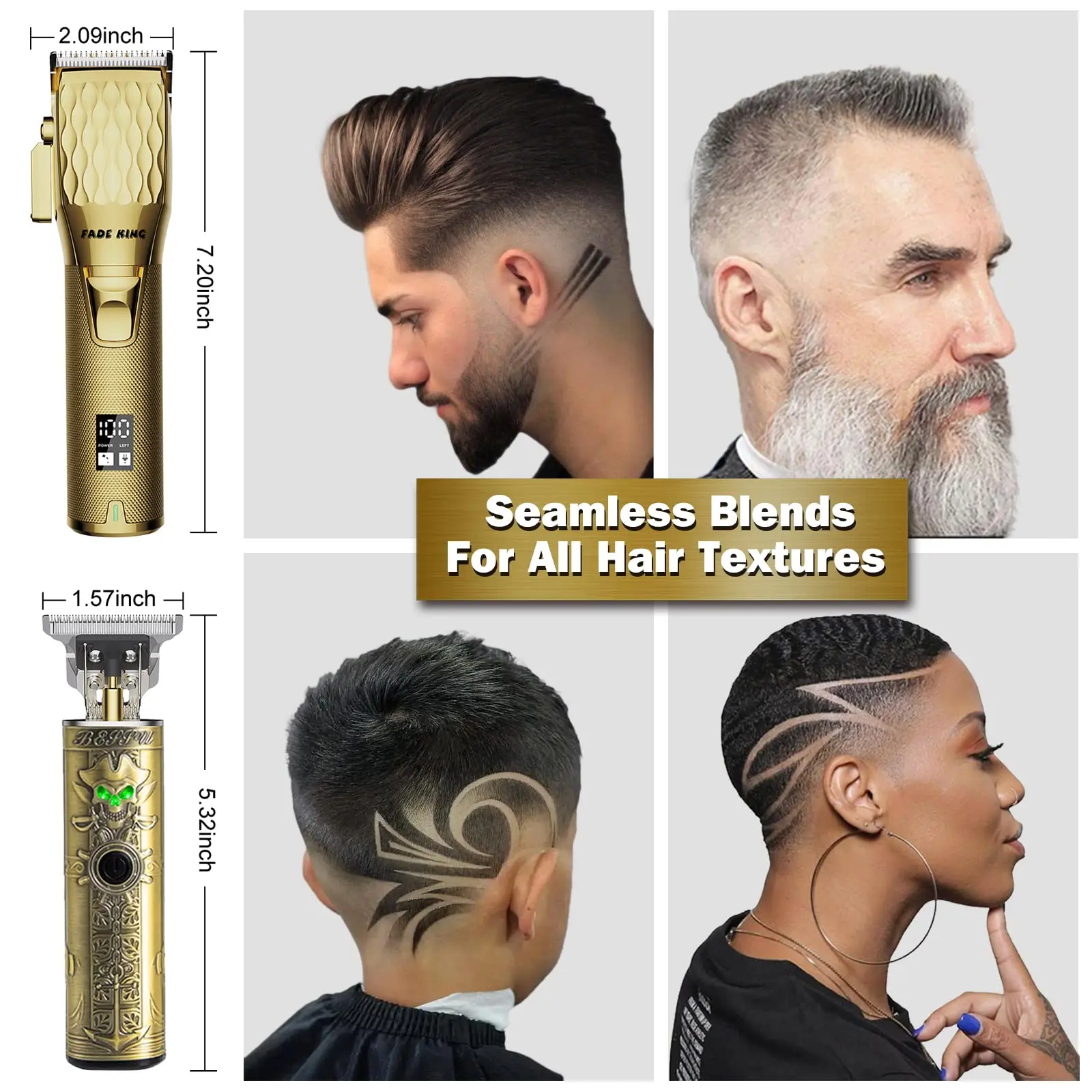 Beutyone Hair Clipper Professional Hair Cutting Machine Adjustable Hair Trimmer Cordless Barber Digital Display Clipper for Men enlarge