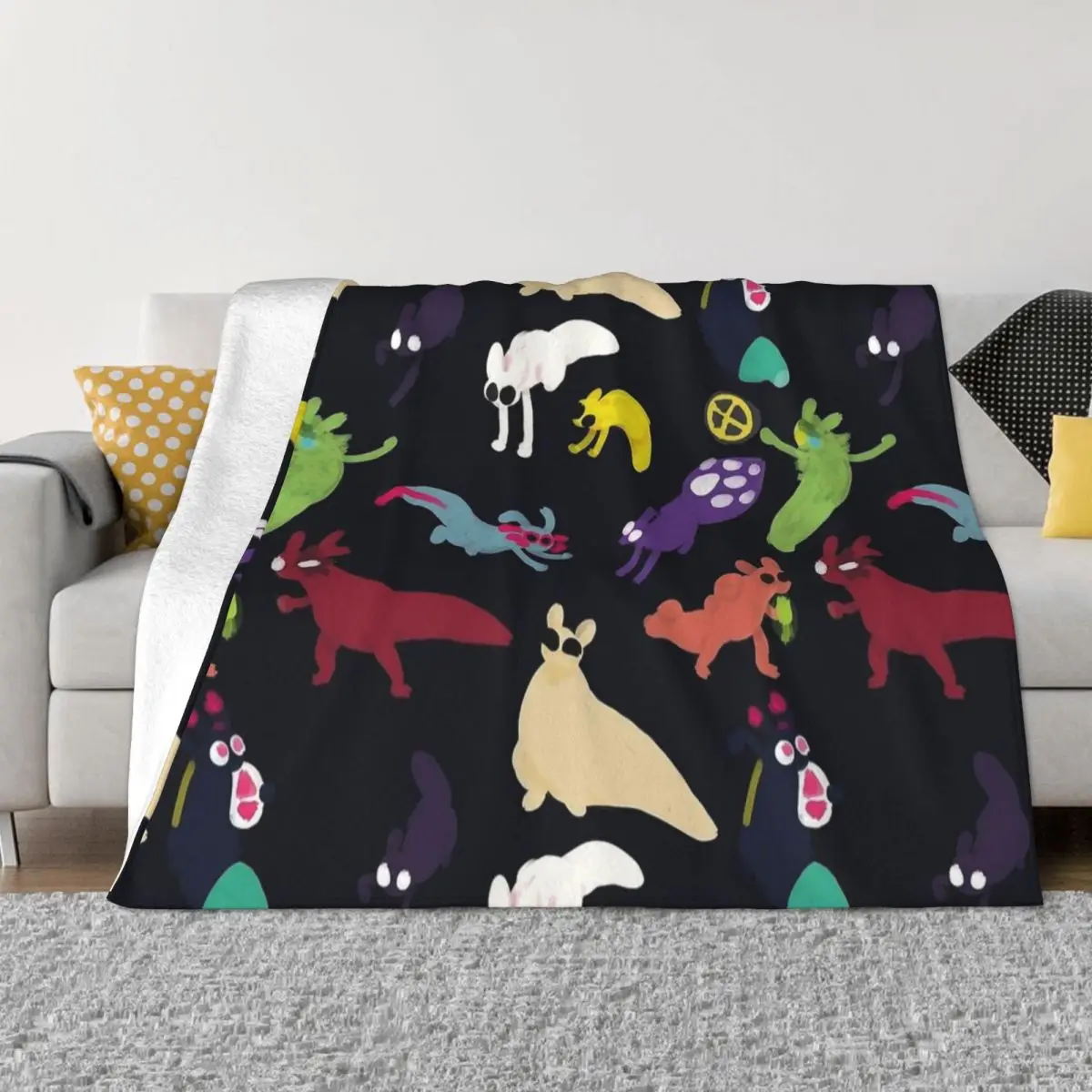 Игровое одеяло с рисунком Rain World Slugcats фланелевое осенне-зимнее портативное