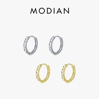 original 925 sterling silver circle rainbow color zirconia hoop earrings for women simple elegant trendy fine jewelry gifts