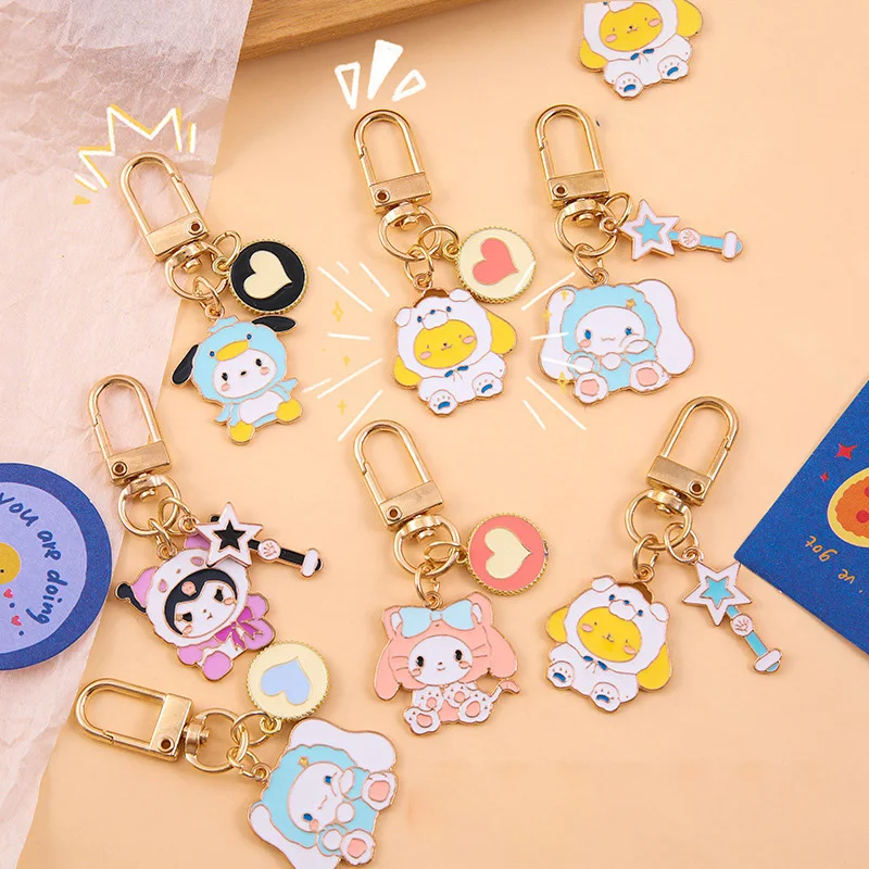 

Sanrio Keychain Cartoon Metal My Melody Kuromi Car Keyring Doll Cinnamoroll Bag Pendant Backpack Accessories Children Gifts Toys