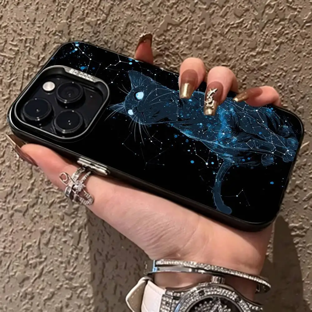 Фото Волшебный чехол для телефона с котиком для iPhone 17, 16, 15, 14, 13, 12, 11 Plus, Pro Max, XS, красочный серебристо-черный чехол №5