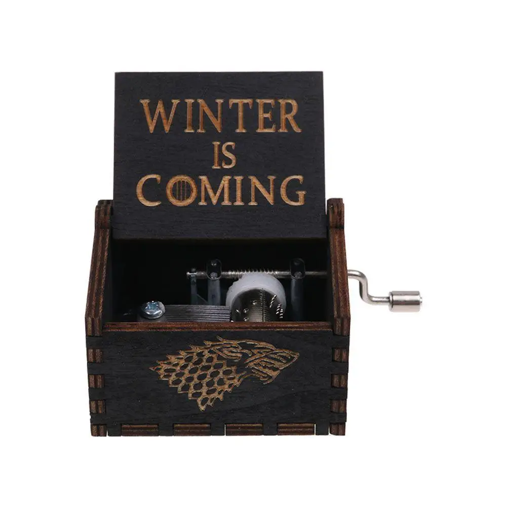 

Wooden Music Box Letter Pattern Carving Vintage Hand Crank Hand-operated Kid Toys Christmas Table Ornaments Holiday Gifts