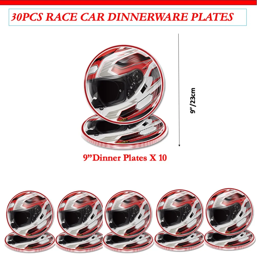 

Race Car 30pcs 9nches Plates Disposable Decoration Party Sets for Anniversary Wedding Children College School Home Funny Events