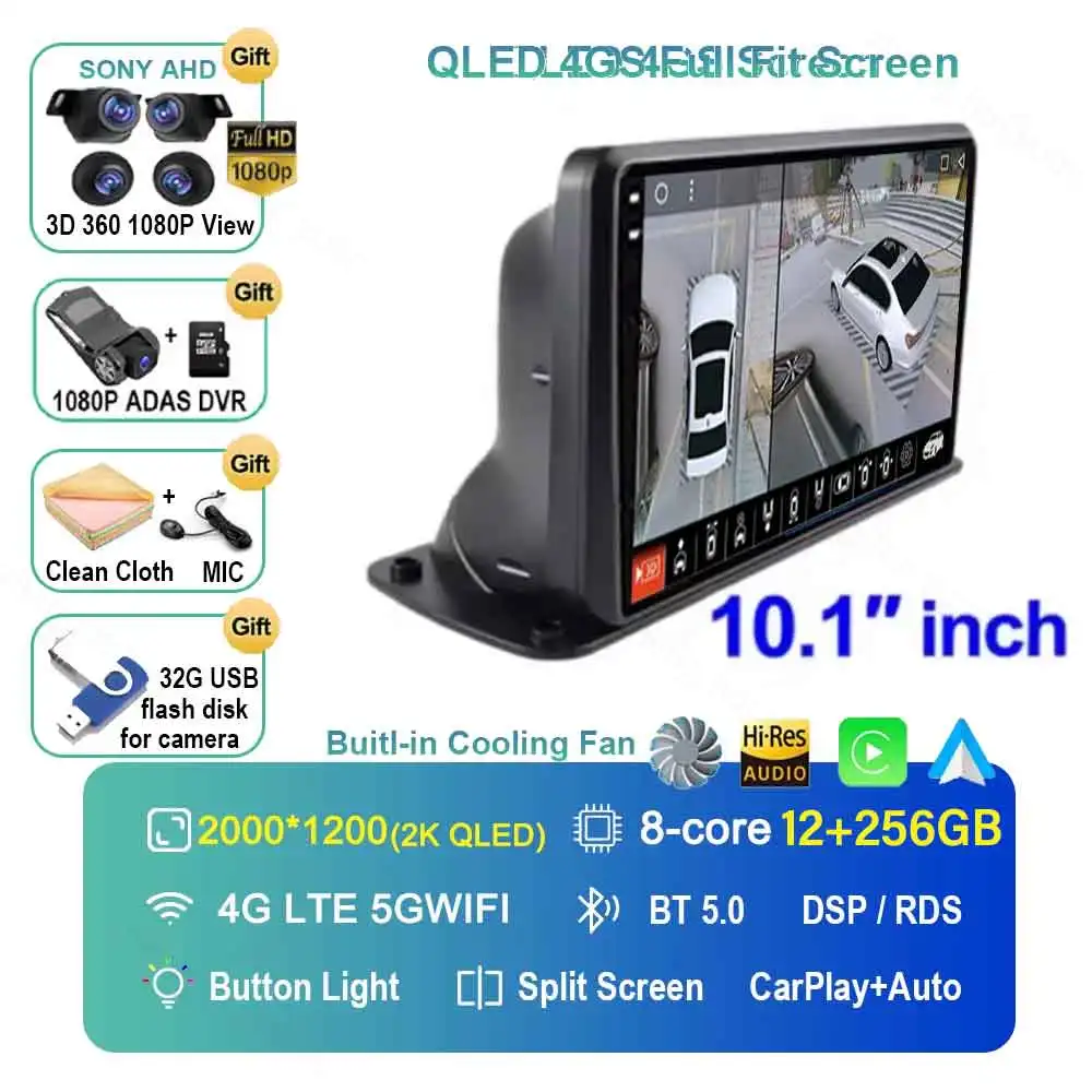 

9 "10" дюймов Carplay Android 15 автомобильный радиоприемник мультимедийная навигация GPS приборная панель универсальный грузовик 2 din авторадио стерео DVD