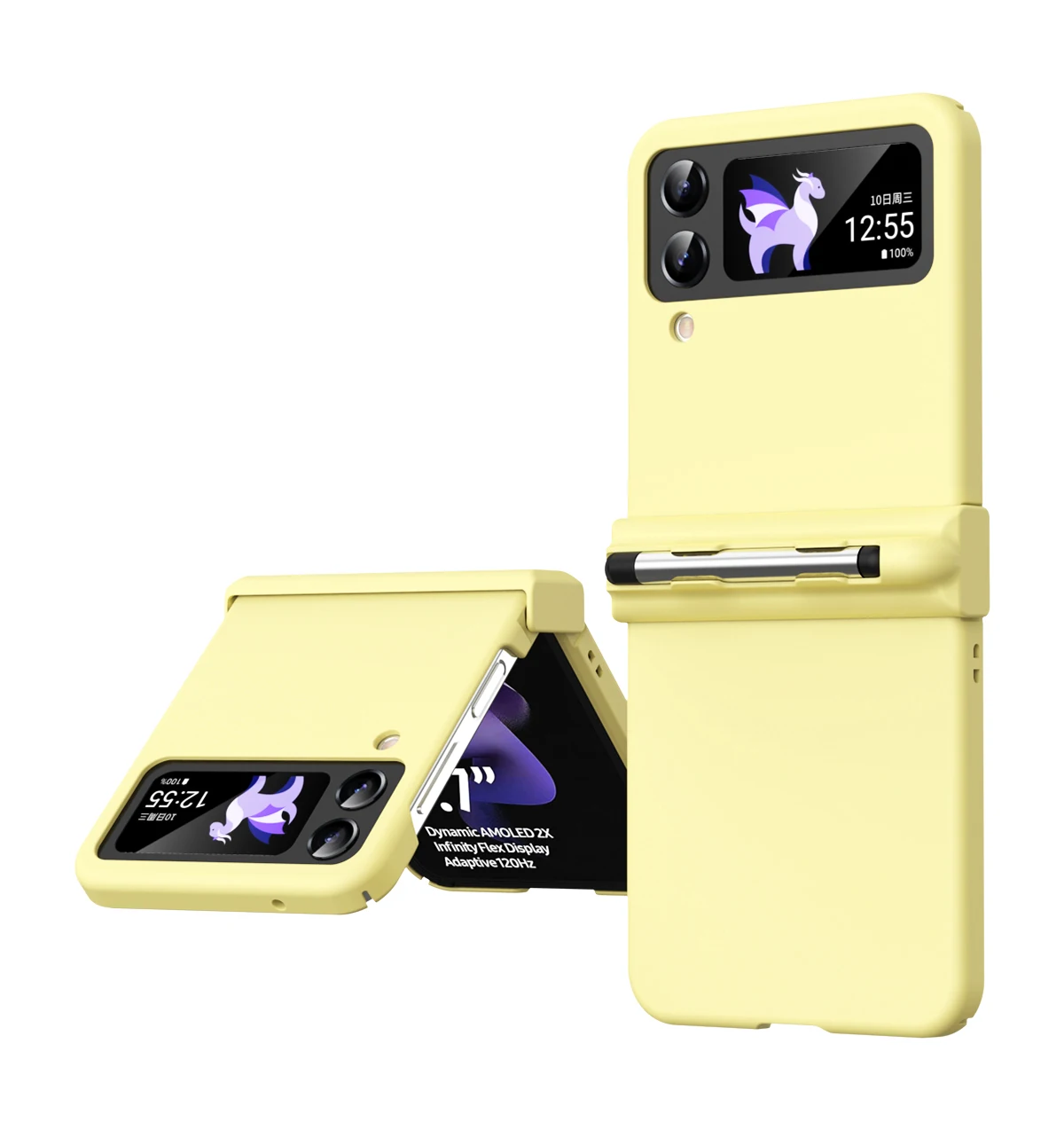 

For Samsung Galaxy Flip4 Case with Hinge Protection Fasion Color Hard for Z Flip 4 with S Pen Slot Cover for Zflip3 5G