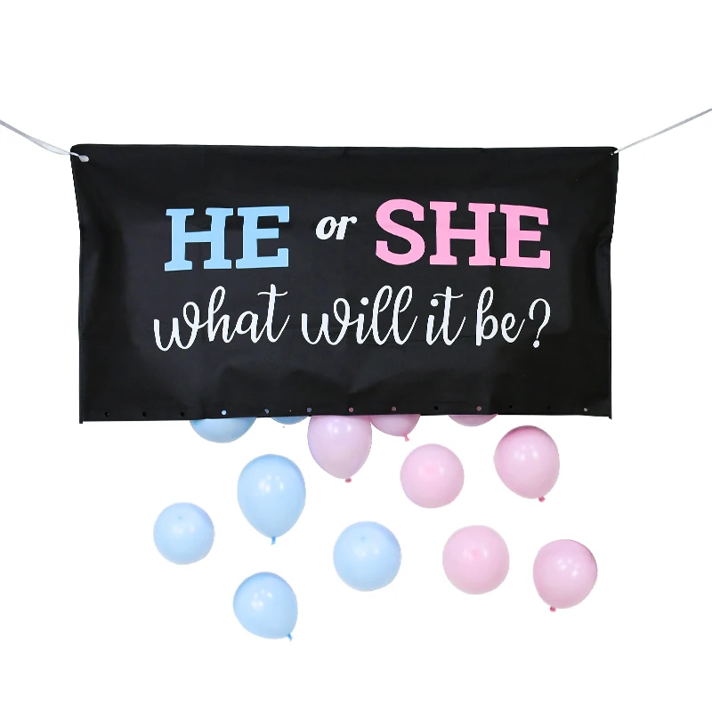 

25Pcs He or She Balloon Kits Gender Reveal Vote Guessing Games Balloon Drop Bag Gender Reveal Party Backdrops Decoration