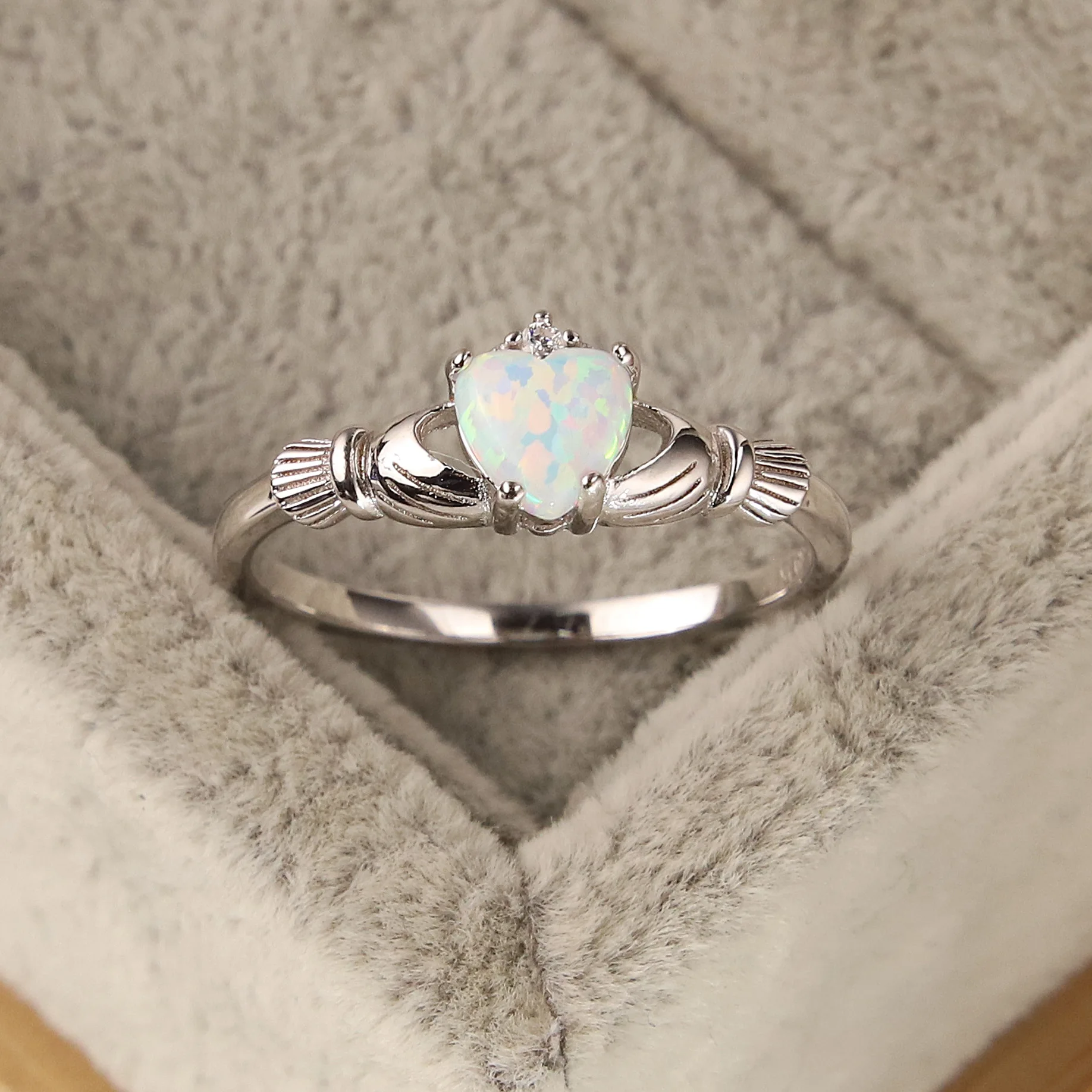 

WPB 100% S925 Sterling Silver Heart Opal Ring High Carbon Diamond Wedding Rings Women Luxury Jewelry Gifts Party Anniversary