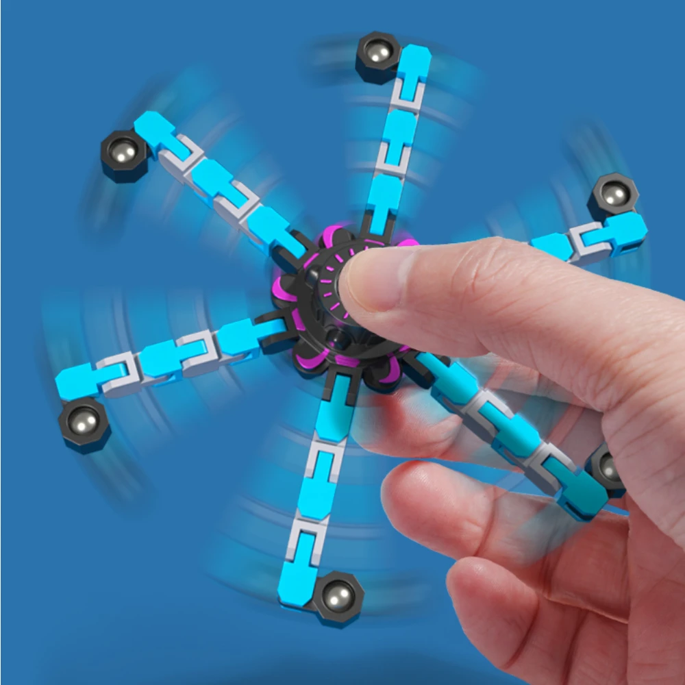 

Light-emitting Fingertip Gyro Children's Boy Black Technology Mechanical Finger Rotating Deformable Decompression Artifact Toy