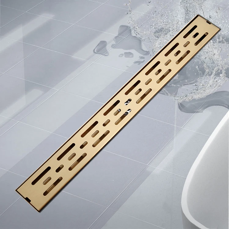 

Bathroom Floor Shower Drain Gold Color Waste Floor Drain Anti-odor Bathtub Shower Drainer Solid Brass Rectangle Drainage