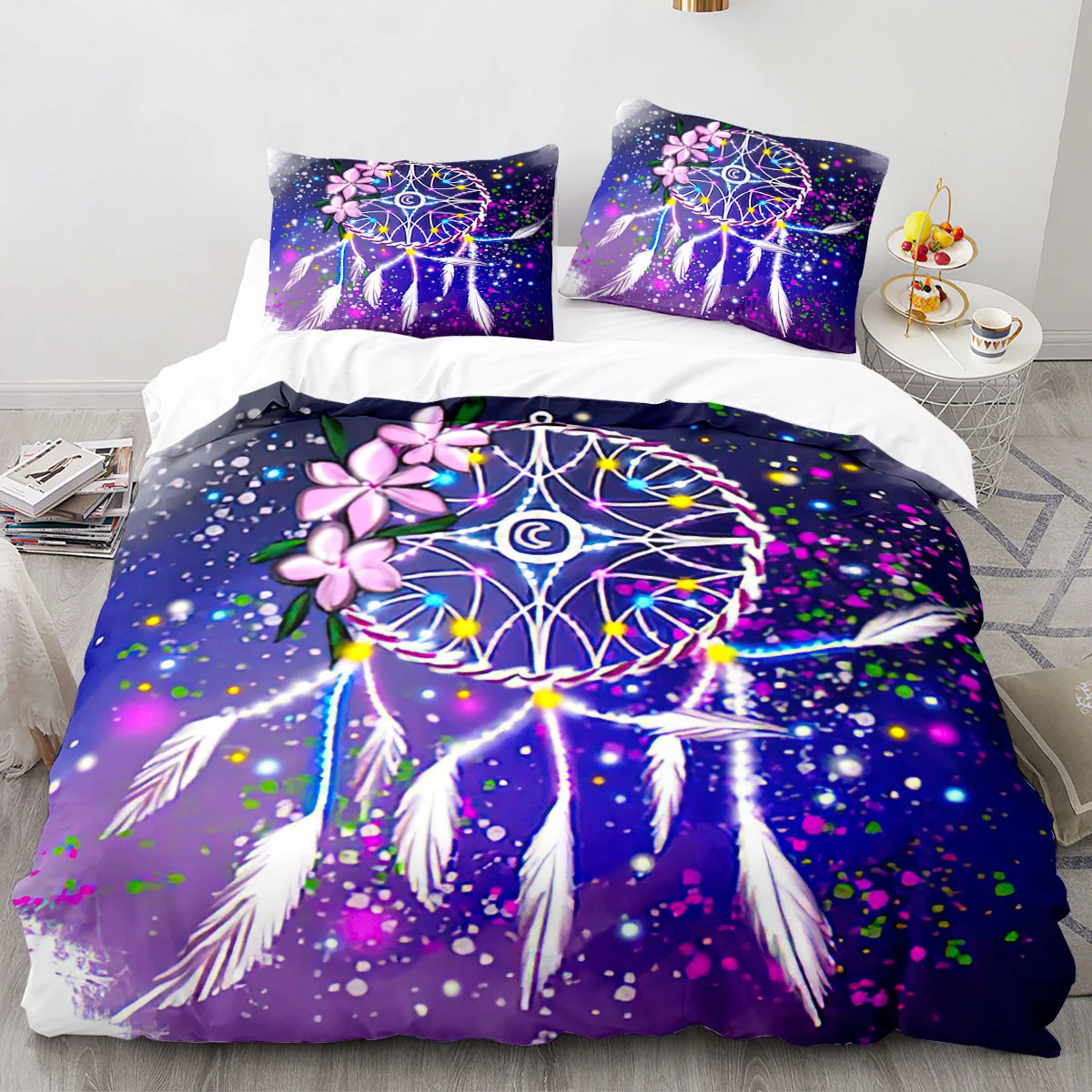 

Dreamcatcher Duvet Cover Set 3D Print Feather Sun Polyester Comforter Cover King Queen Twin Full Size for Kids Boys Girls Moon