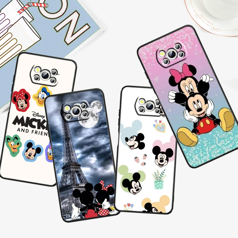 

Fashion Cute Mickey Minnie For Xiaomi Mi Poco F5 F4 F3 F2 X5 X4 X3 M6 M5 M5S M4 M3 C40 Pro GT NFC 5G Black Soft Phone Case