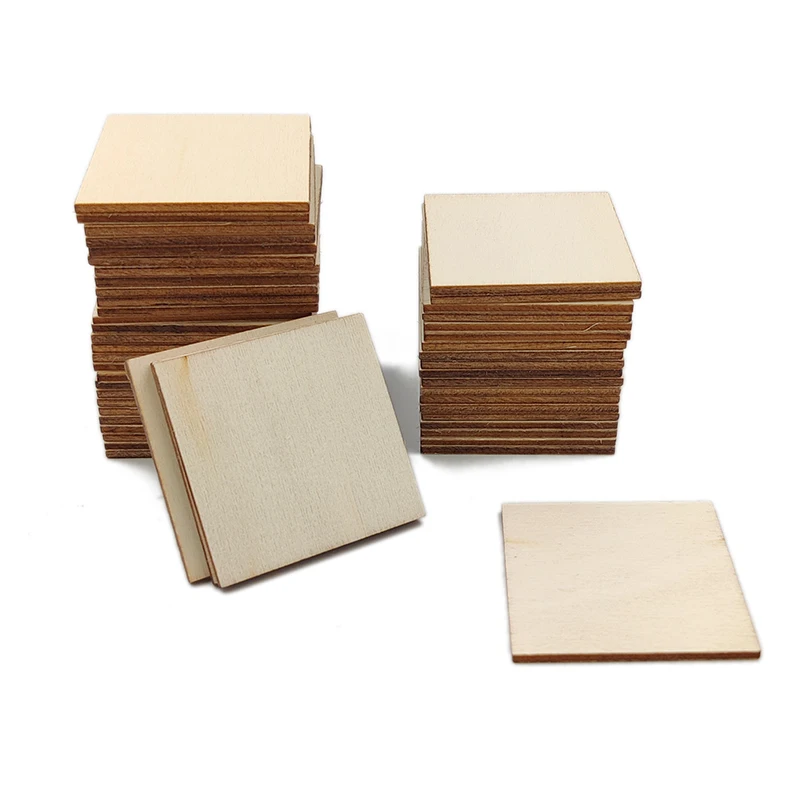 

10pcs 90mm Unfinished Wood Square Blank Pieces Natural Wooden Slices for Arts Crafts, Painting DIY Decorations