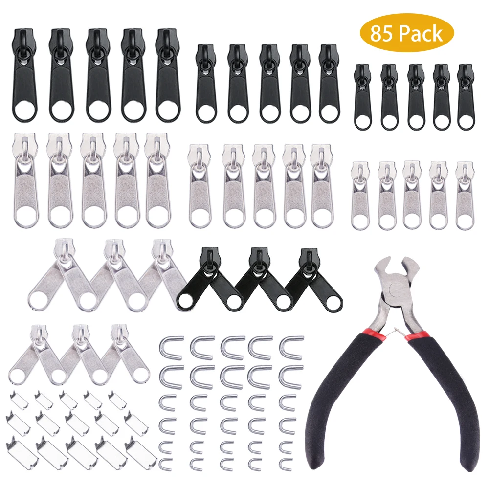 

85pcs Zipper Repair Kit Tools For Clothing Garment Zippers Sliders Set Replacement Rescue Instant Repair Set Install Pliers