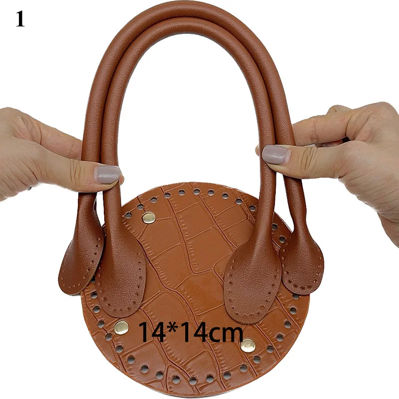 Handmade Handbag Shoulder Strap Hollow Woven Bag Set Bucket Bag Leather with Bag Bottom Belt with  Bag Handle for DIY Handbag