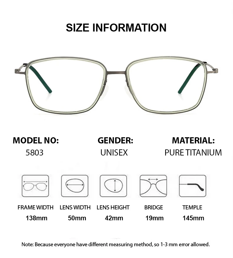 Мужские ультралегкие оптические очки по рецепту титановые безвинтовые линзы для