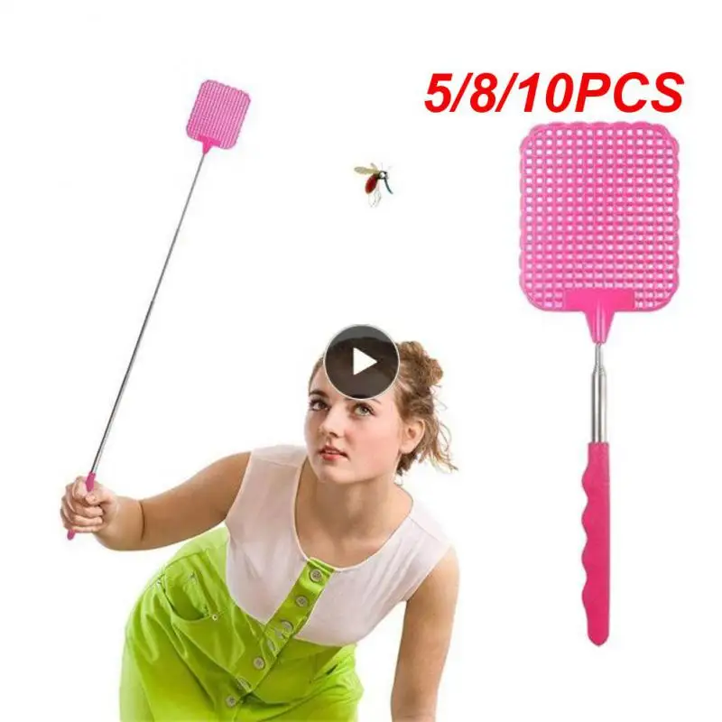 

5/8/10PCS Creative Flapper Insect Killer Telescopic Flyswatter Home Long Handle Plastic Fly Swatters Prevent Pest Mosquito Tool