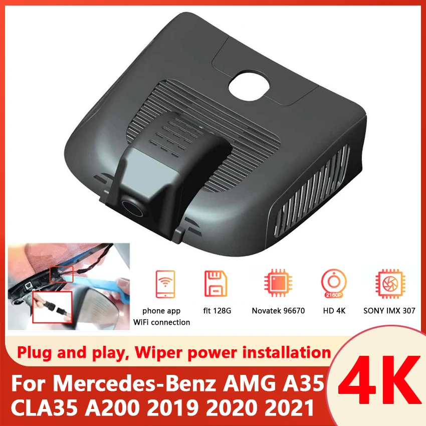 New! UHD 4K Easy Installation Car DVR DashCam Video Recorder Dash Cam Camera For Mercedes-Benz AMG A35 CLA35 A200 2019 2020 2021