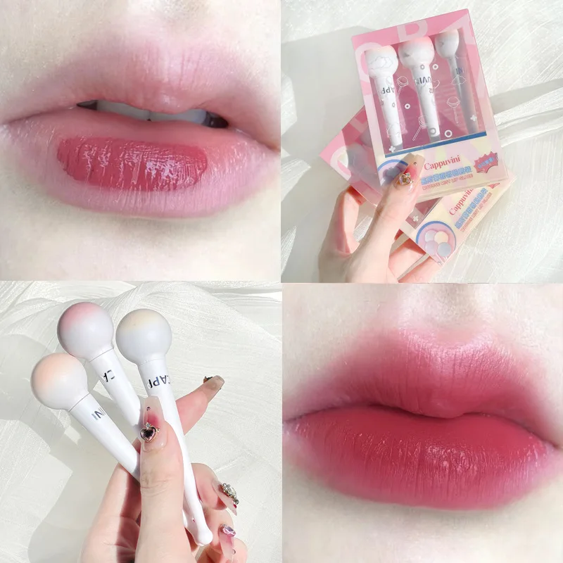 

Lollipop Mousse Mist Face Lip Glaze Non stick Cup Colorfast Bean Paste Matte Lip Clay Velvet Lip Color Waterproof Long-lasting