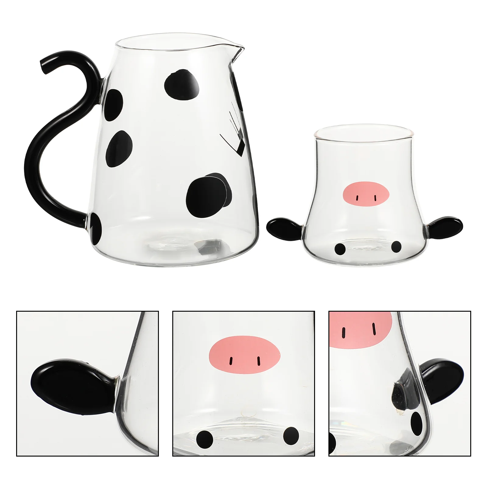 

Pitcher Waterwith Jug Tea Kettlecup Bedside Lidcow Set Cold Beverage Nightpitchers Pot Iced Coffeehot Cups Lids Bottle Cute