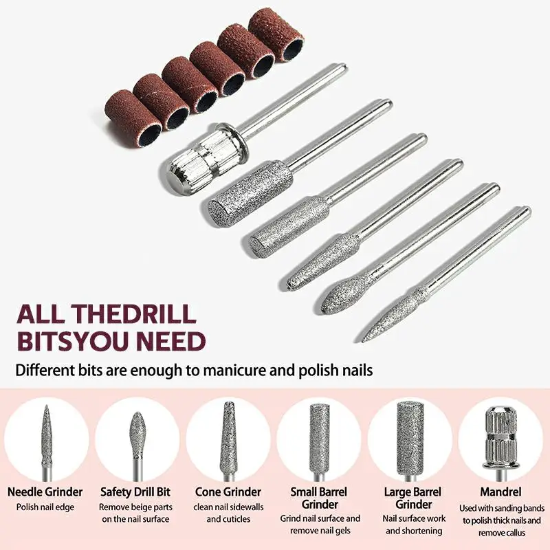 Электрическая дрель для ногтей 45000 об/мин профессиональные сверла гель-лака