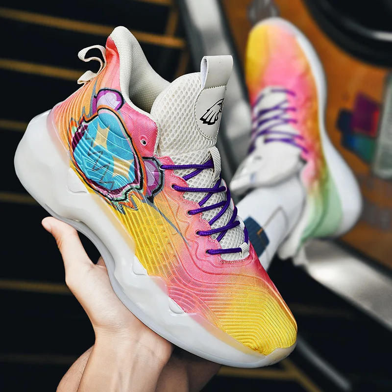 Superstar Fashion Reflective Sneakers Basketball Men Women Breathable Mesh High-top Sneakers Men Professional Basketball Shoes