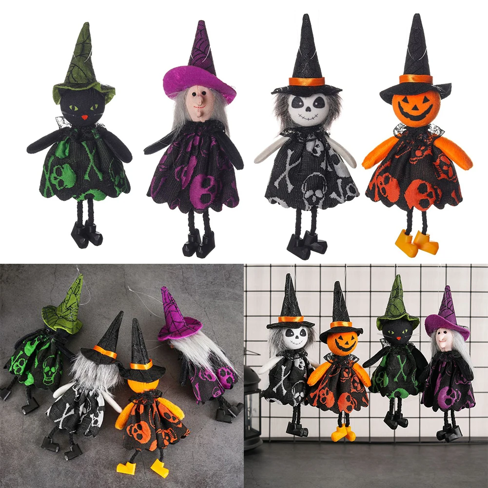 

Halloween Creative Cartoon Pumpkin Witch Pendant Halloween Black Cat Pendant Halloween Hanging Rag Doll Witch Plush Doll Decor