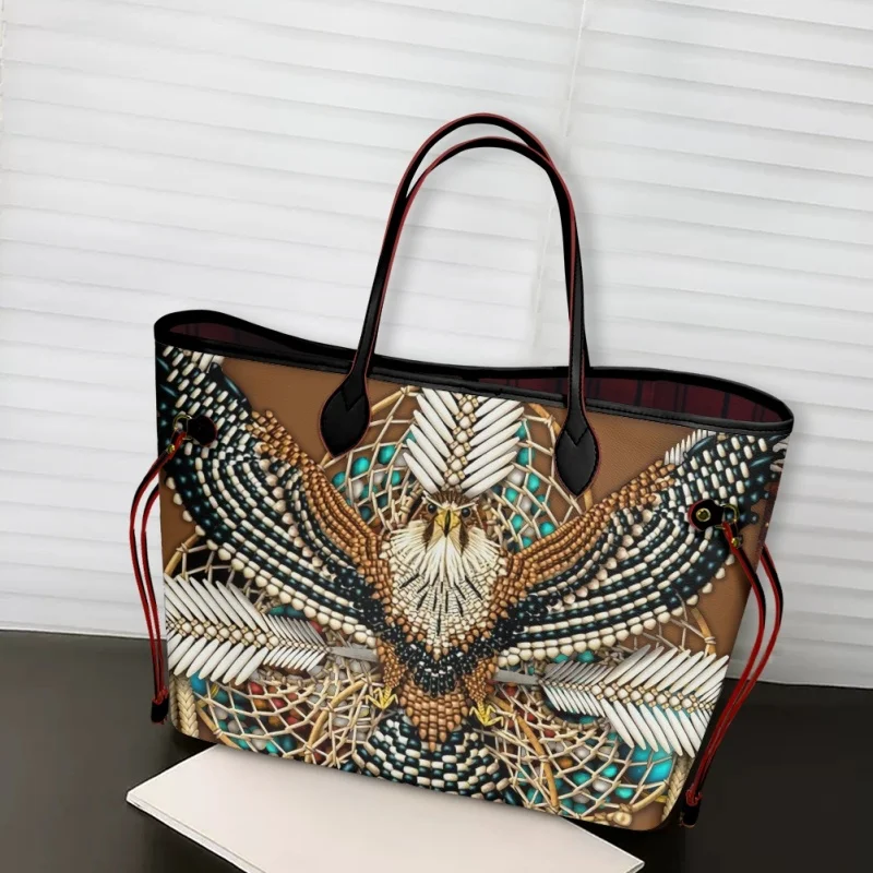 

Vintage Southwest Tribal Hummingbird Women Shoulder Bag Large Capacity PU Leather Handbags for Teen Girls Bolsos Mujer