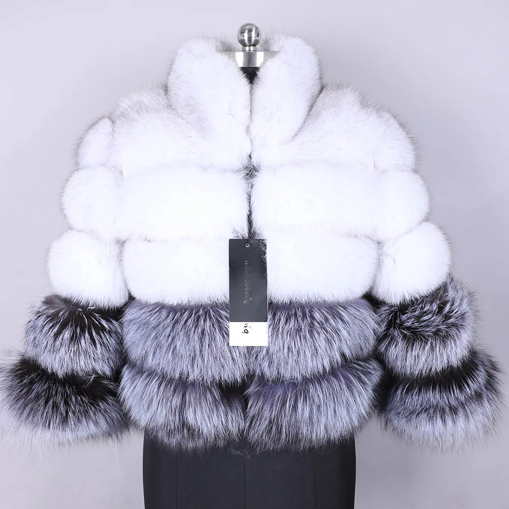 Women's Winter Coat Real Fox Fur Jacket Luxury Natural Fur Clothes Thick Warm Collar Down Jacket Party Sexy Nightclub Child 2022