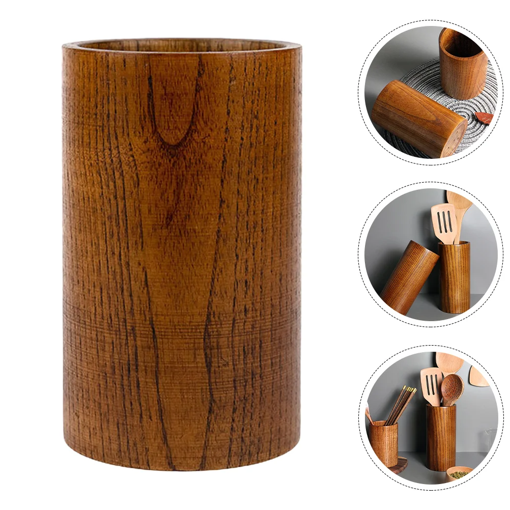 

Rustic Flower Vase Round Stand Kitchen Utensils Container Desktop Cutlery Holder Flatware Cooking