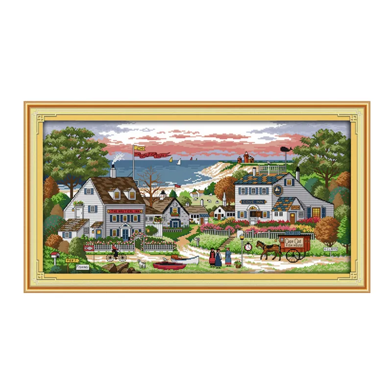 

Comfortable bay cross stitch kit 14ct 11ct count printed canvas stitching embroidery DIY handmade needlework