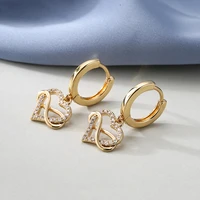 fashion gold color cute heart bling zircon stone stud earrings for women korean drop hoop earrings jewelry trend 2022
