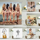 Водонепроницаемая занавеска для душа, занавеска для ванной комнаты из полиэстера с 3d принтом, для привлекательных женщин, с 12 крючками