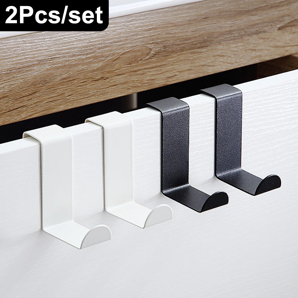 

2PCS Over The Door Hooks Stainless Steel Seamless Z-Shape Cabinet Door Back Hook Hanger Key Clothes Coat Towel Organizer Rack