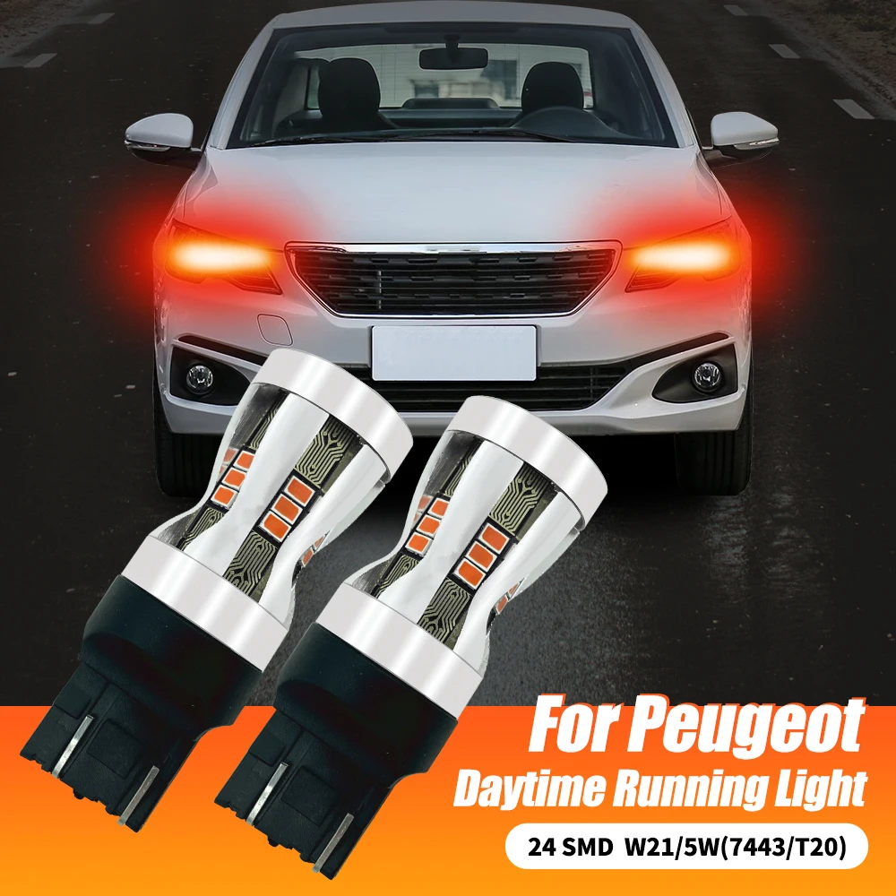 

2x LED Daytime Running Light DRL W21/5W 7443 For Renault Duster Kangoo Logan Sandero 2 Peugeot 2008 208 301 Citroen Berlingo C3