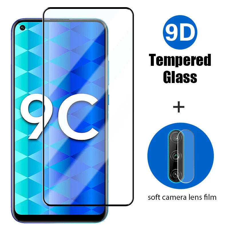 

Tempered Glass Full Cover 2IN1 9D Screen Protector for Honor 8X 8A 9A 8C 9C Camera Len Film on Huawei Honor 10X Lite 9X 8S 7X
