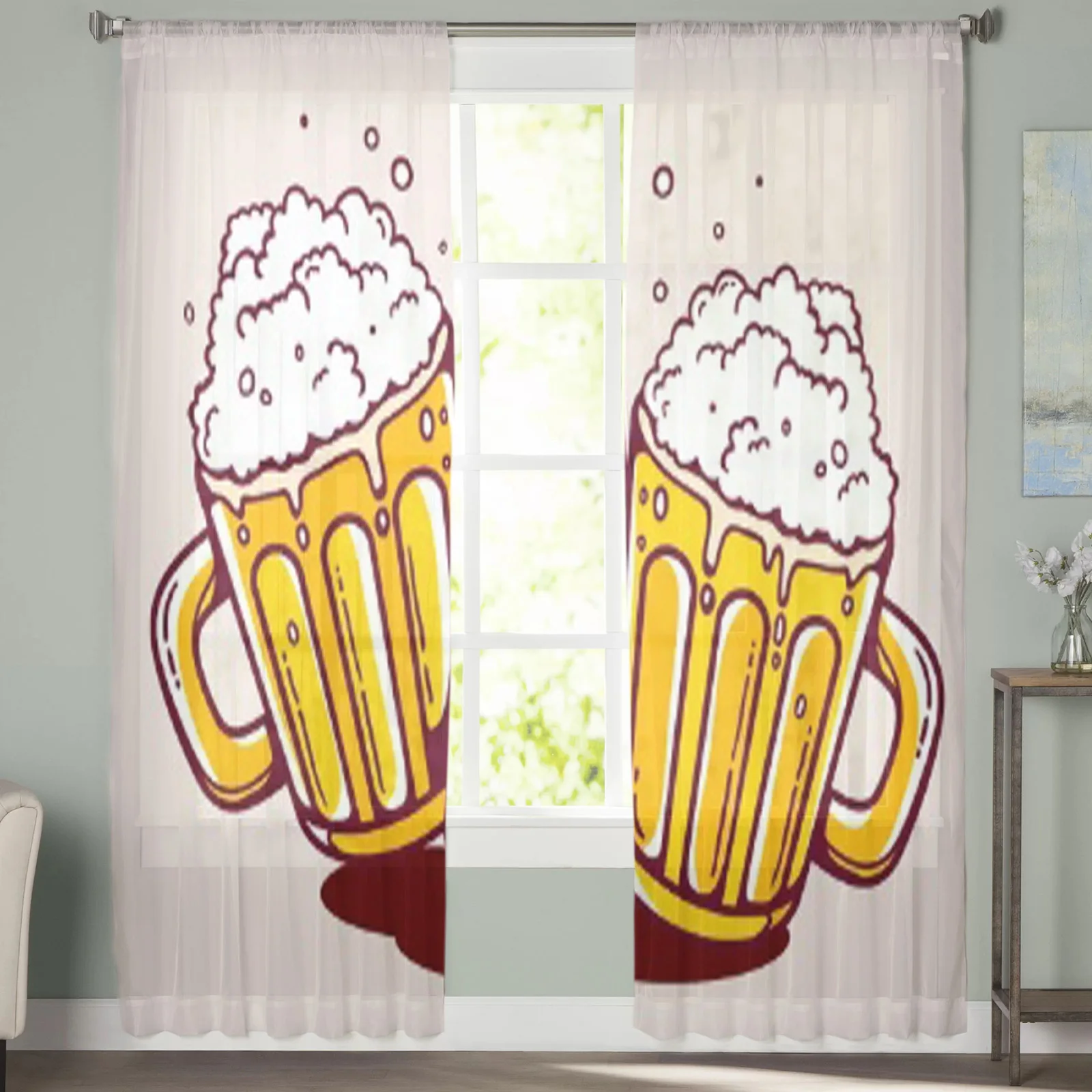 Две кружки для пива тюлевые занавески гостиной спальни детской кухни балкона из