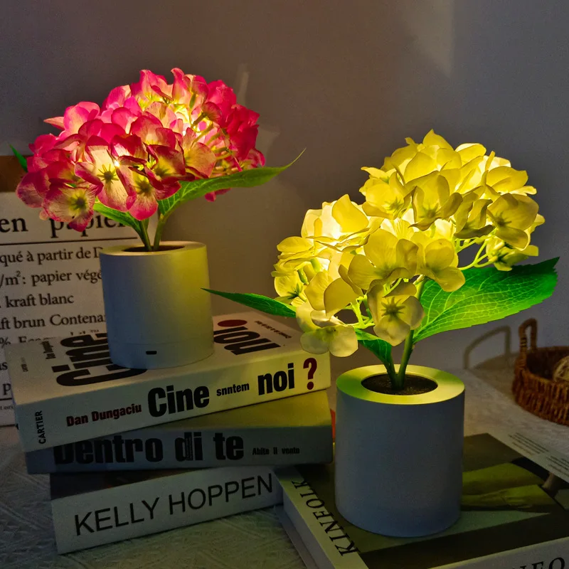 

LED Hydrangea Table Lamp Bedside Night Light Simulation Flower Lamp Romantic Atmosphere Desklamp Birthday Valentine's Day Gift