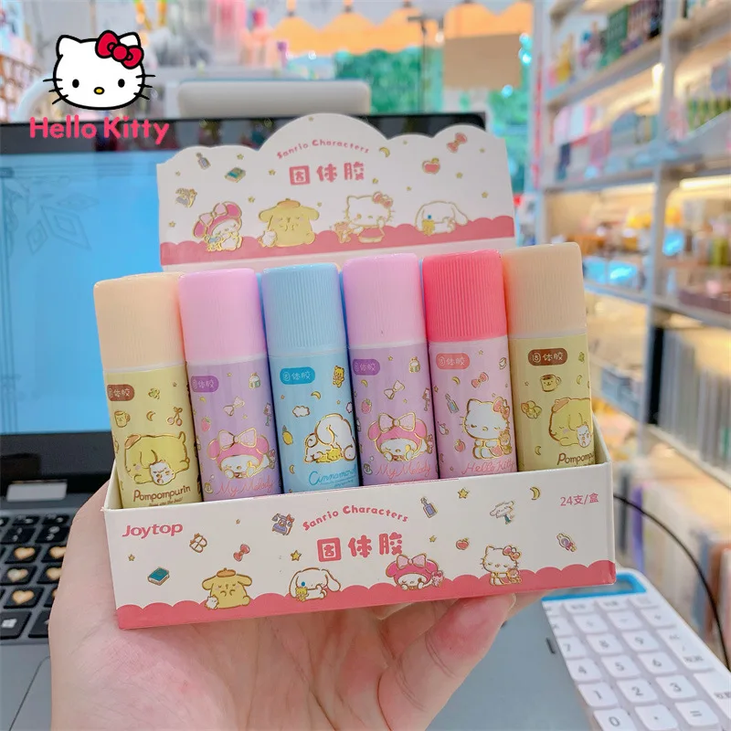 

Однотонный клей-карандаш Hello Kitty с мультяшным принтом, упаковка с высокой вязкостью, офисные канцелярские принадлежности ручной работы, мат...