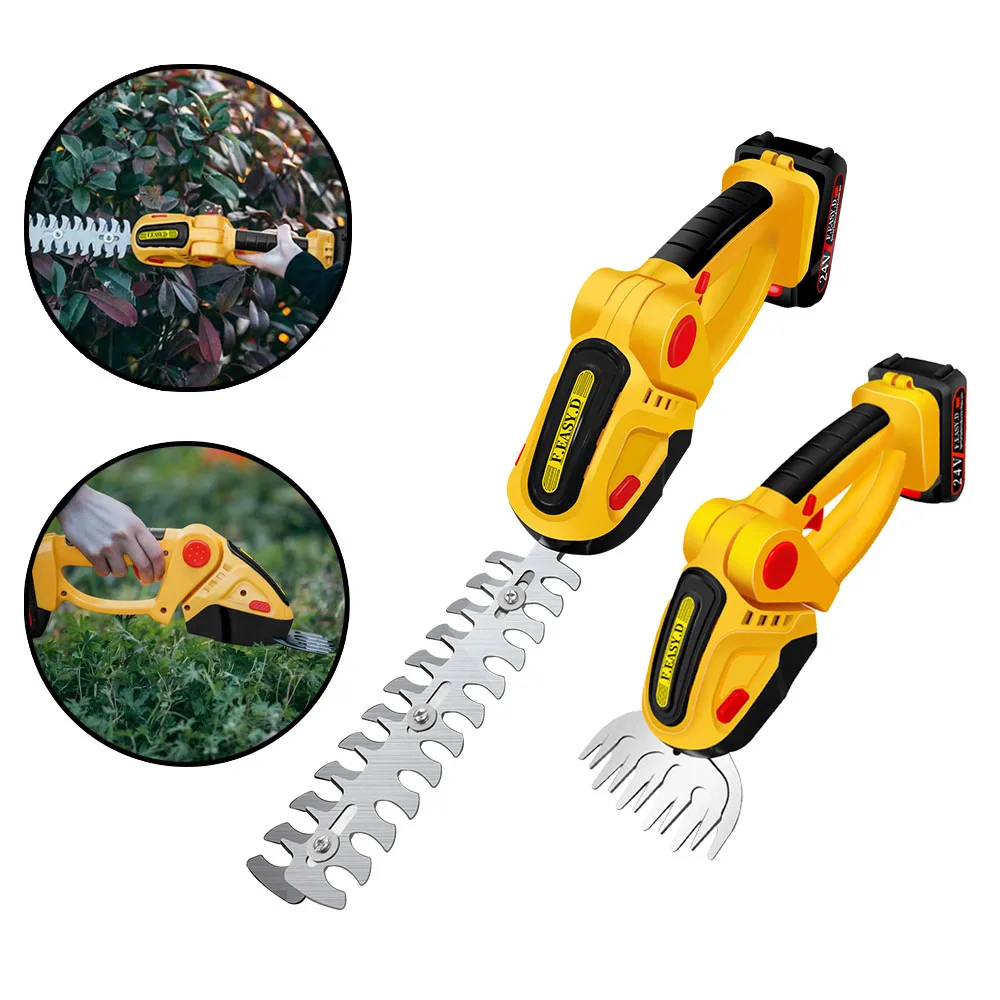 

24V 15000 RPM 2 in 1 Cordless Electric Hedge Trimmer Handheld Household Lawn Mower Garden Trimmer Power Tools