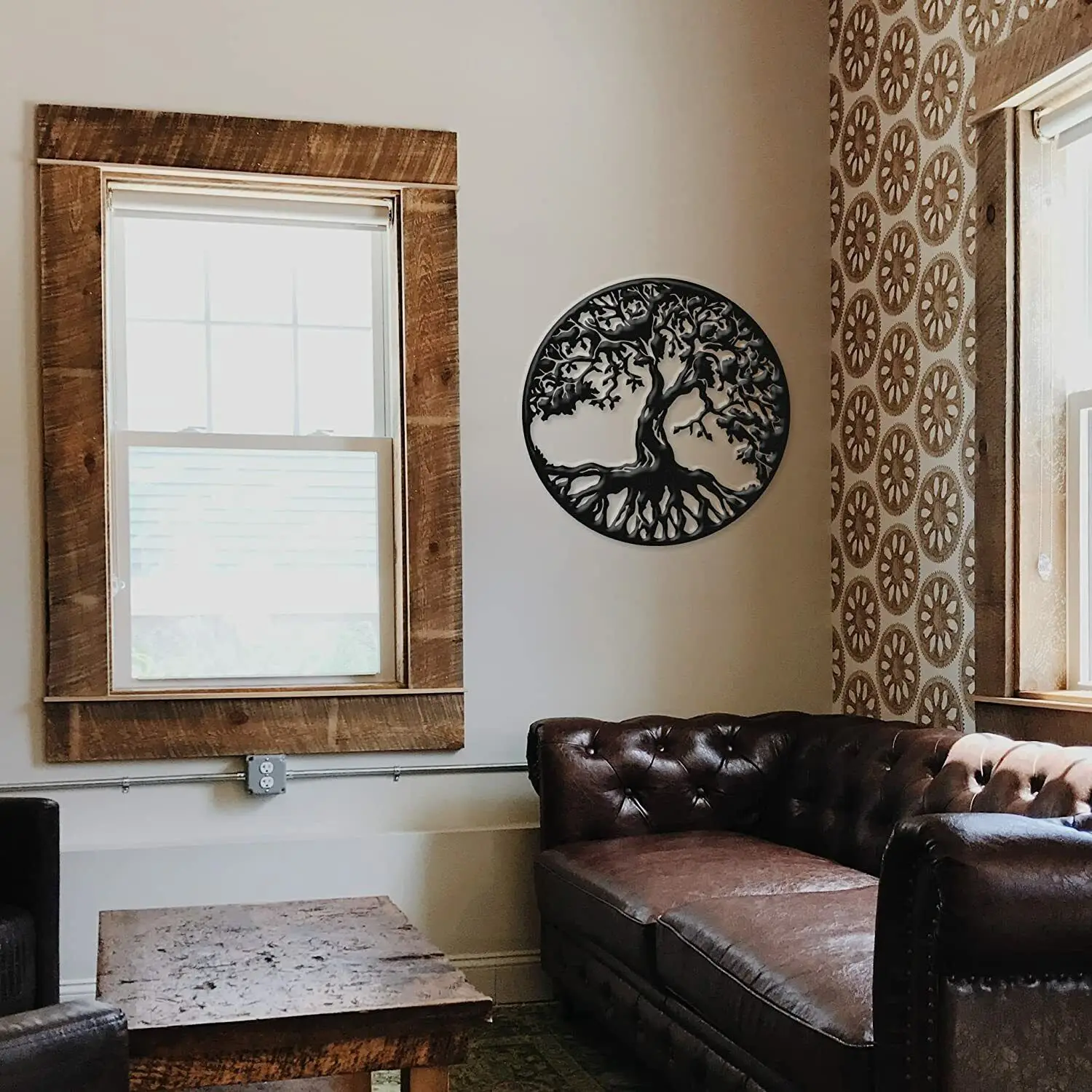 

Металлическое круглое настенное украшение «Древо жизни», декор для гостиной, дома и комнаты на удачу, черная спальня/гостиная/украшение для дома