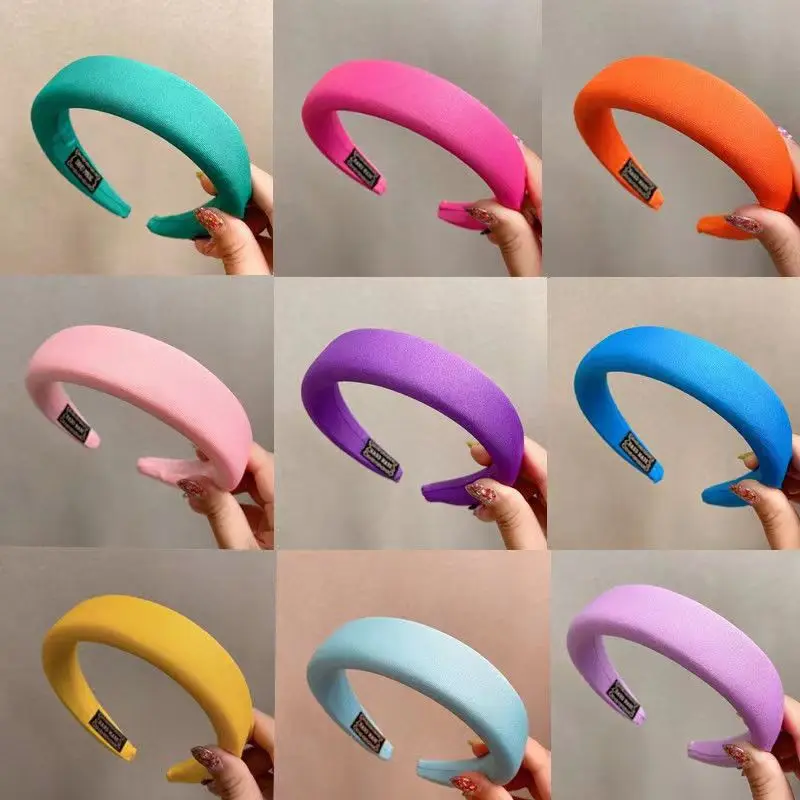 

Multi Color Thick Padded Headbands Women Wide Solid Hairbands Bezel Comfy Head Hoop Elegant Hair Clip Turban Hair Accessories
