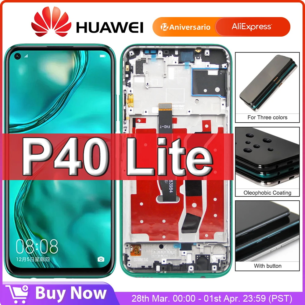 

100% Original Screen For Huawei P40 Lite JNY-L21A JNY-L01A Display Touch Screen With Frame Assembly For Huawei Nova 6 SE LCD
