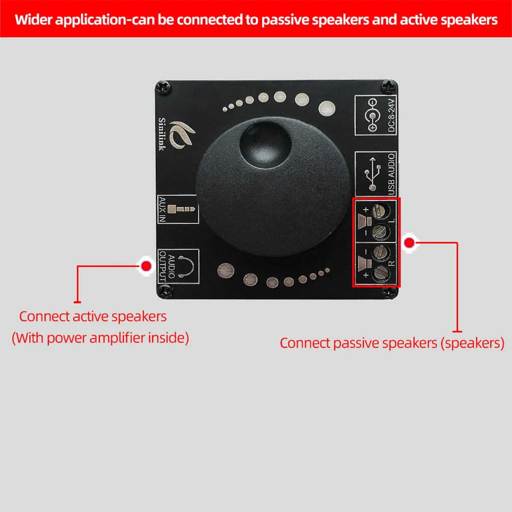 

Bluetooth-compatible Amplifying Module Portable Rotatable Knob Left Right Music Remote Control Amplifier Board