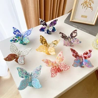 2022 new fashion wholesale autumn winter 11cm butterfly acetate hair claw clip two tone colorful shark clip hair accessories