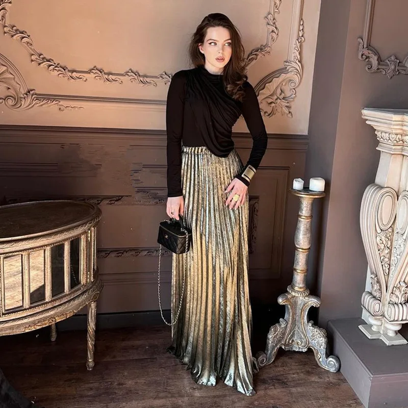 Женский элегантный комплект из двух предметов элегантное плиссированное платье