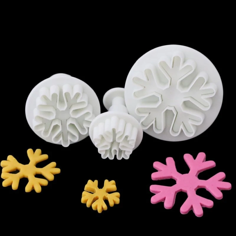 

3pcs/Set Party Snowflake Plunger Mold Cake Decorating Tool Biscuit Cookie Cutters Mould Fondant Cutting Pastry Cutter