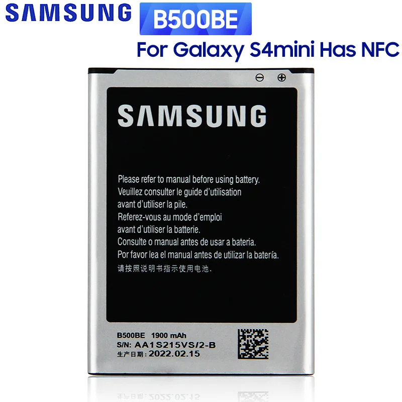 Original Replacement Battery For Samsung Galaxy S4 Mini NFC Project J Mini i9192 i9195 i9198 i9190 4 Pin B500AE B500BE 1900mAh