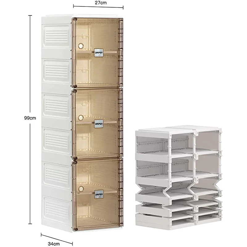 

Dripex Stackable Shoe Boxes, 6-12Tier Shoe Rack for Shoes, Free Assembly, Foldable, for Shoes up to Size 45, 34 x 53 x 99 cm