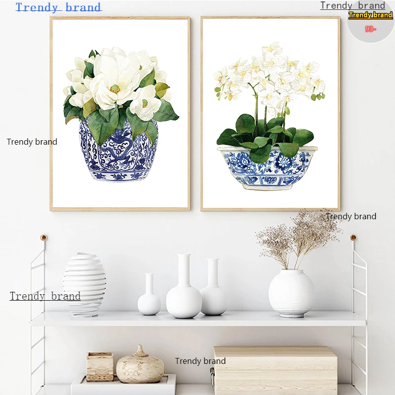 Белая орхидея Магнолия китайская живопись на холсте искусство скандинавские