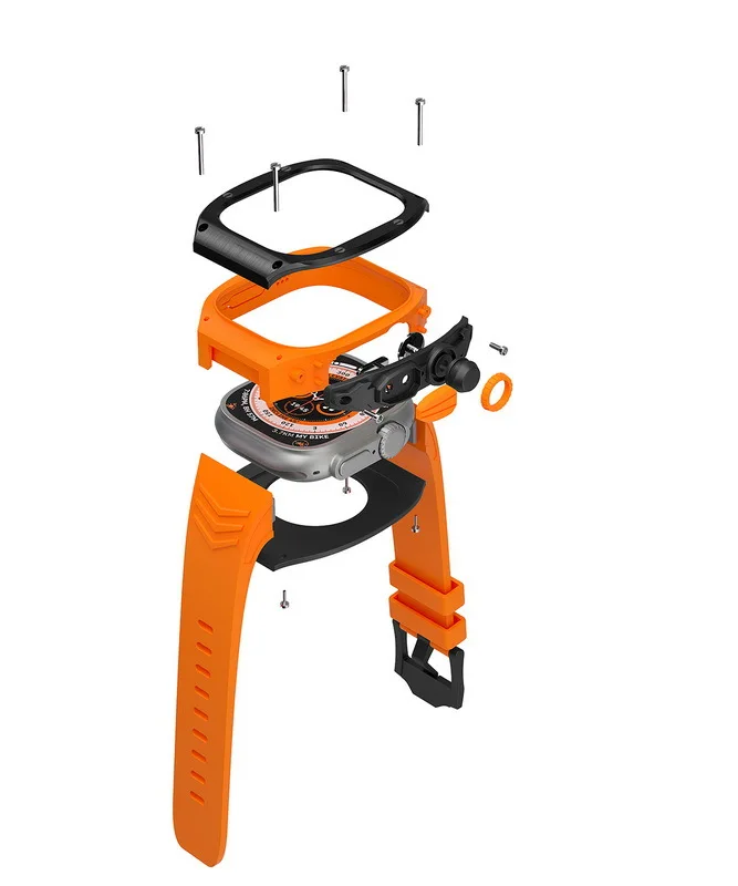 Modification Kit For Apple Watch Ultra Stainless Steel Case For iWatch Series 8 Ultra 49mm Refit Mod Kit Rubber Watch Band